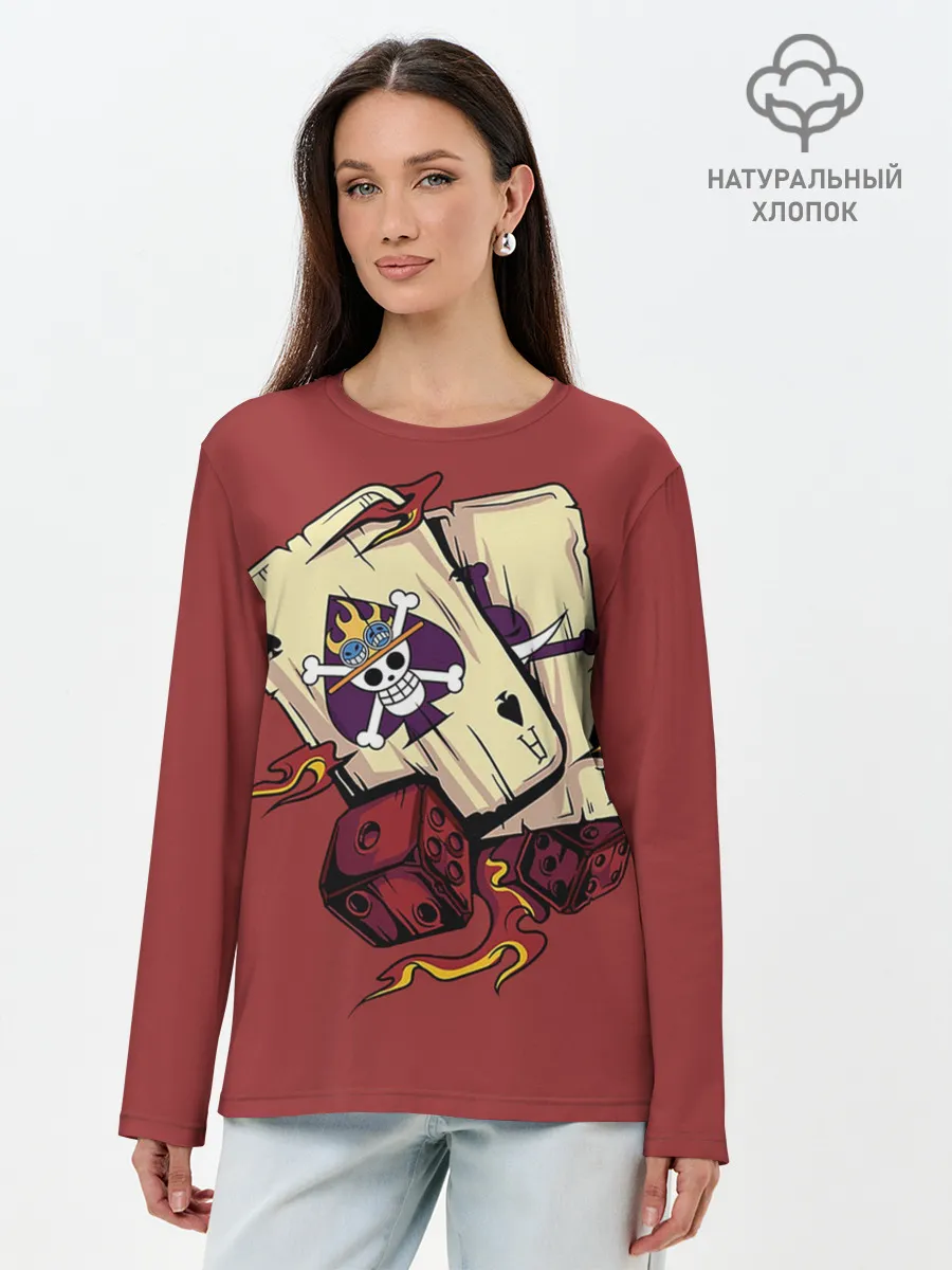 Лонгслив женский. Хлопок / Карты One Piece