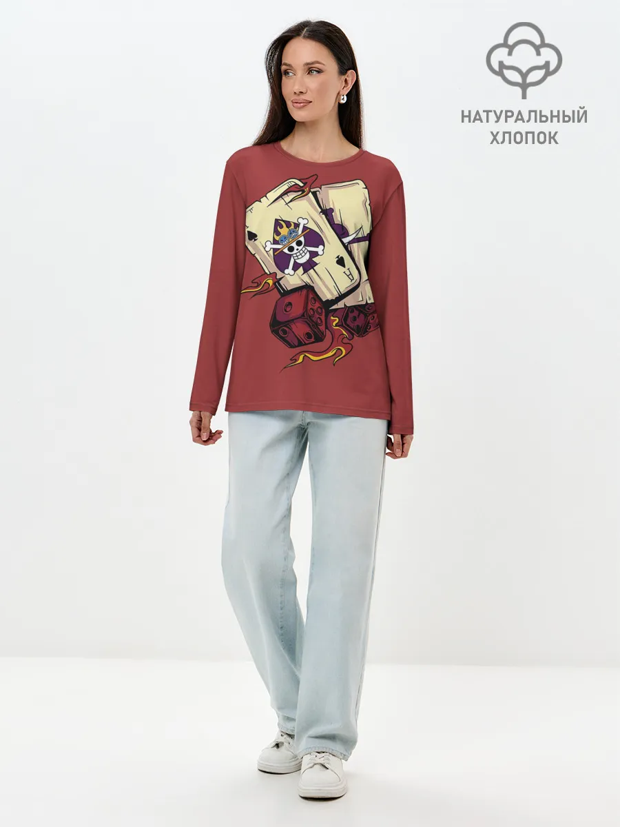 Лонгслив женский. Хлопок / Карты One Piece