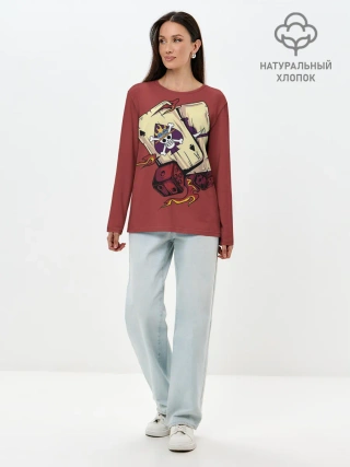 Лонгслив женский. Хлопок / Карты One Piece