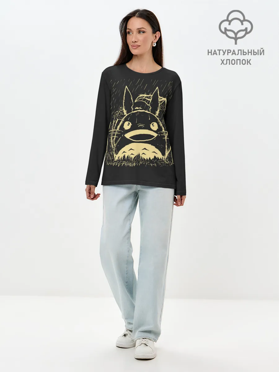 Лонгслив женский. Хлопок / Тоторо здоровается