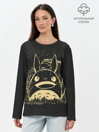 Лонгслив женский. Хлопок / Тоторо здоровается