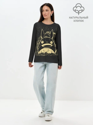 Лонгслив женский. Хлопок / Тоторо здоровается