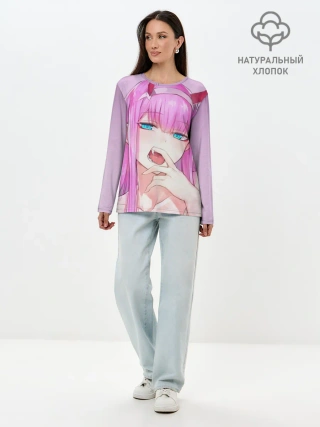 Лонгслив женский. Хлопок / ахегао зеро ту