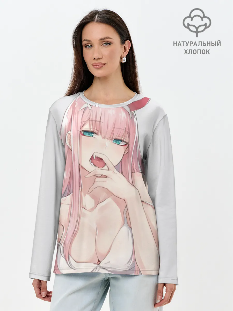 Лонгслив женский. Хлопок / Ahegao Zero Two