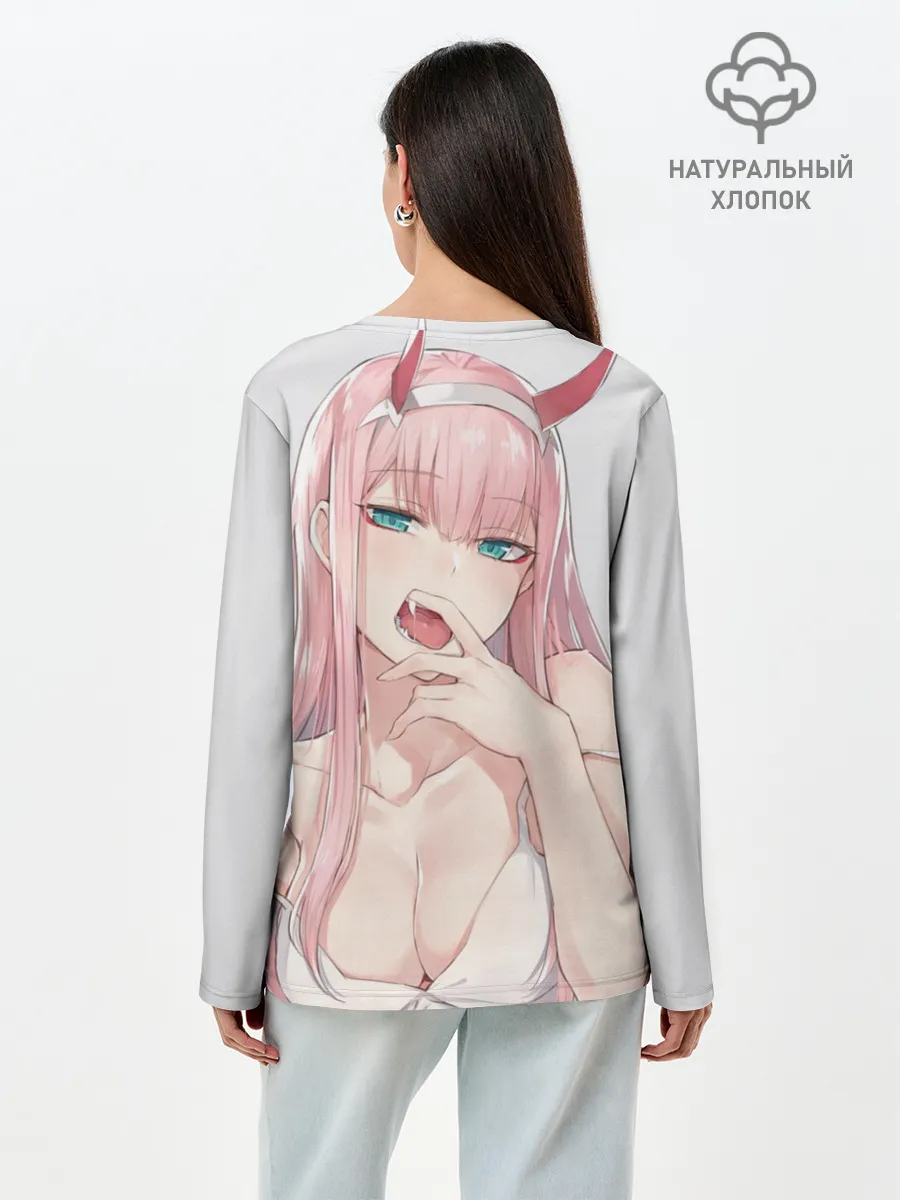 Лонгслив женский. Хлопок / Ahegao Zero Two