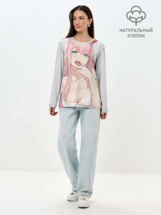 Лонгслив женский. Хлопок / Ahegao Zero Two