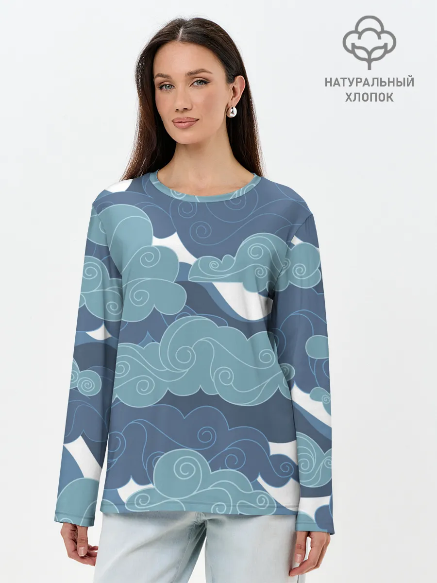 Лонгслив женский. Хлопок / Небо над Китаем