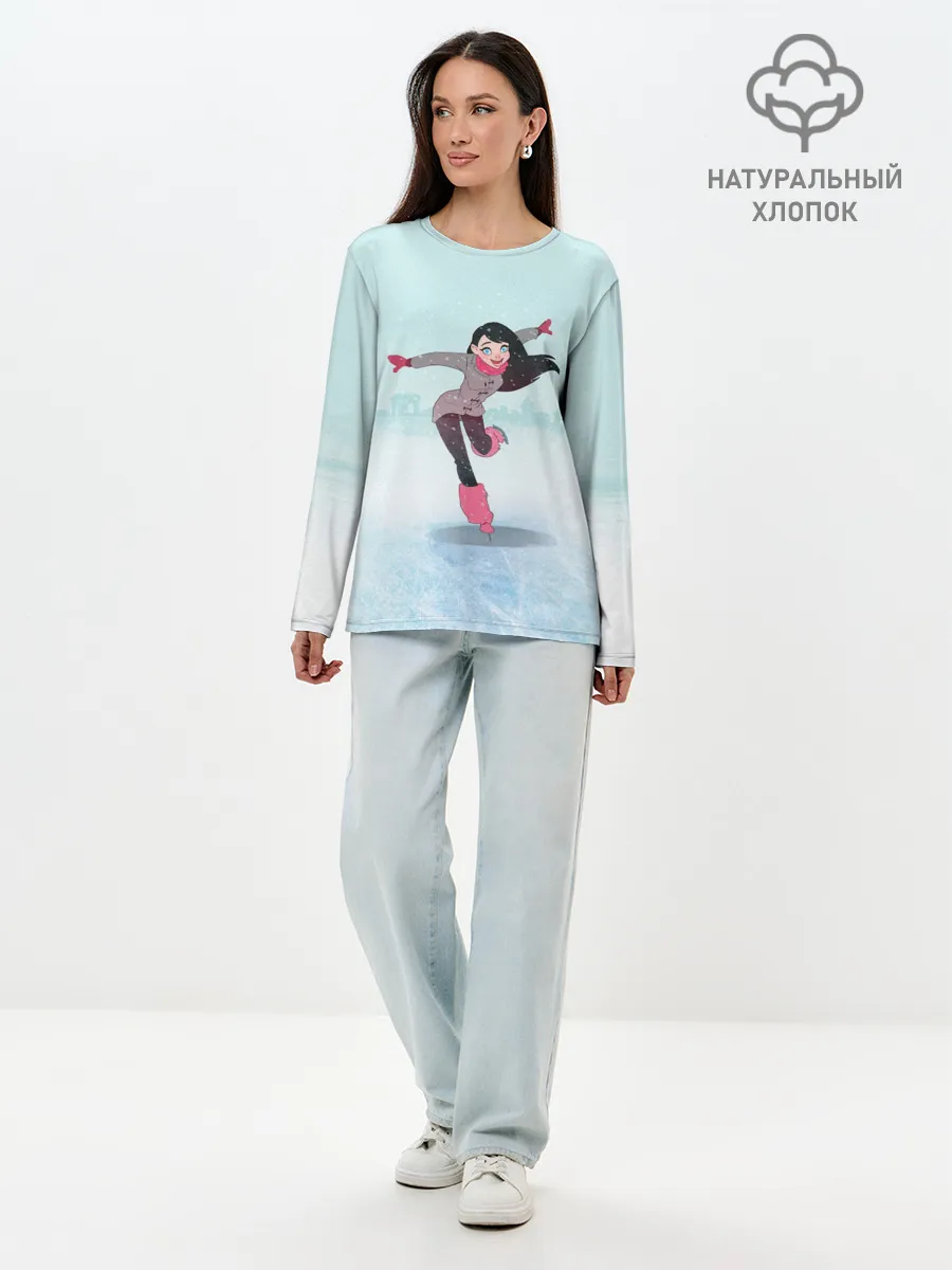 Лонгслив женский. Хлопок / Фигурное катание