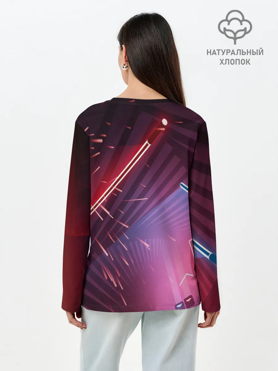 Лонгслив женский. Хлопок / Beat Saber