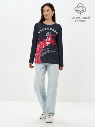 Лонгслив женский. Хлопок / Тхэквондо