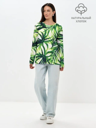 Лонгслив женский. Хлопок / Тропики