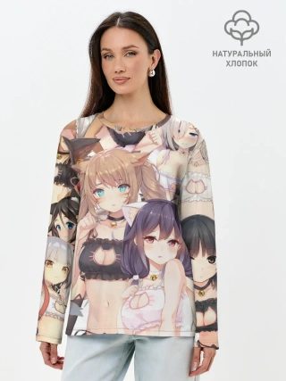 Лонгслив женский. Хлопок / Эччи гарем