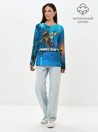 Лонгслив женский. Хлопок / Майнкрафт