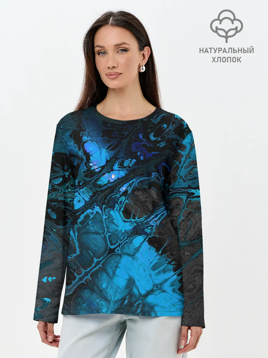 Лонгслив женский. Хлопок / Nu abstracts art