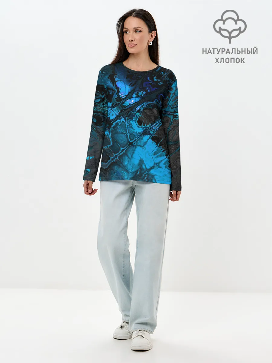 Лонгслив женский. Хлопок / Nu abstracts art