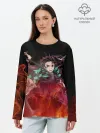 Лонгслив женский. Хлопок / Kimetsu no Yaiba в пламени