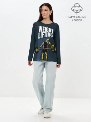 Лонгслив женский. Хлопок / Wheight lifting