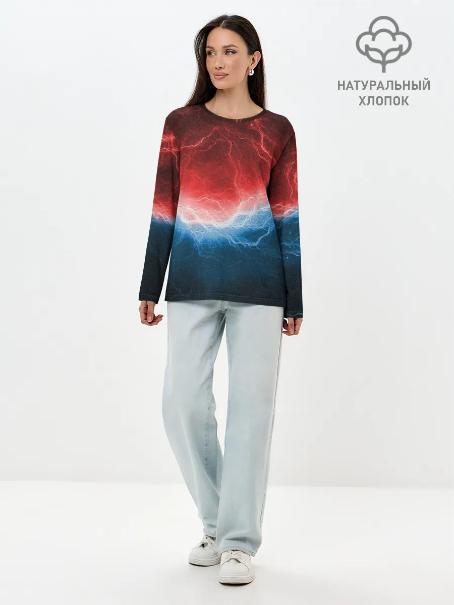 Лонгслив женский. Хлопок / Огонь и лёд
