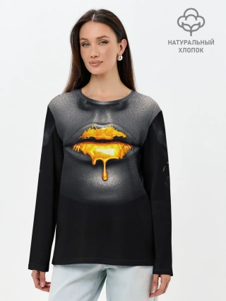 Лонгслив женский. Хлопок / Мода: Губы