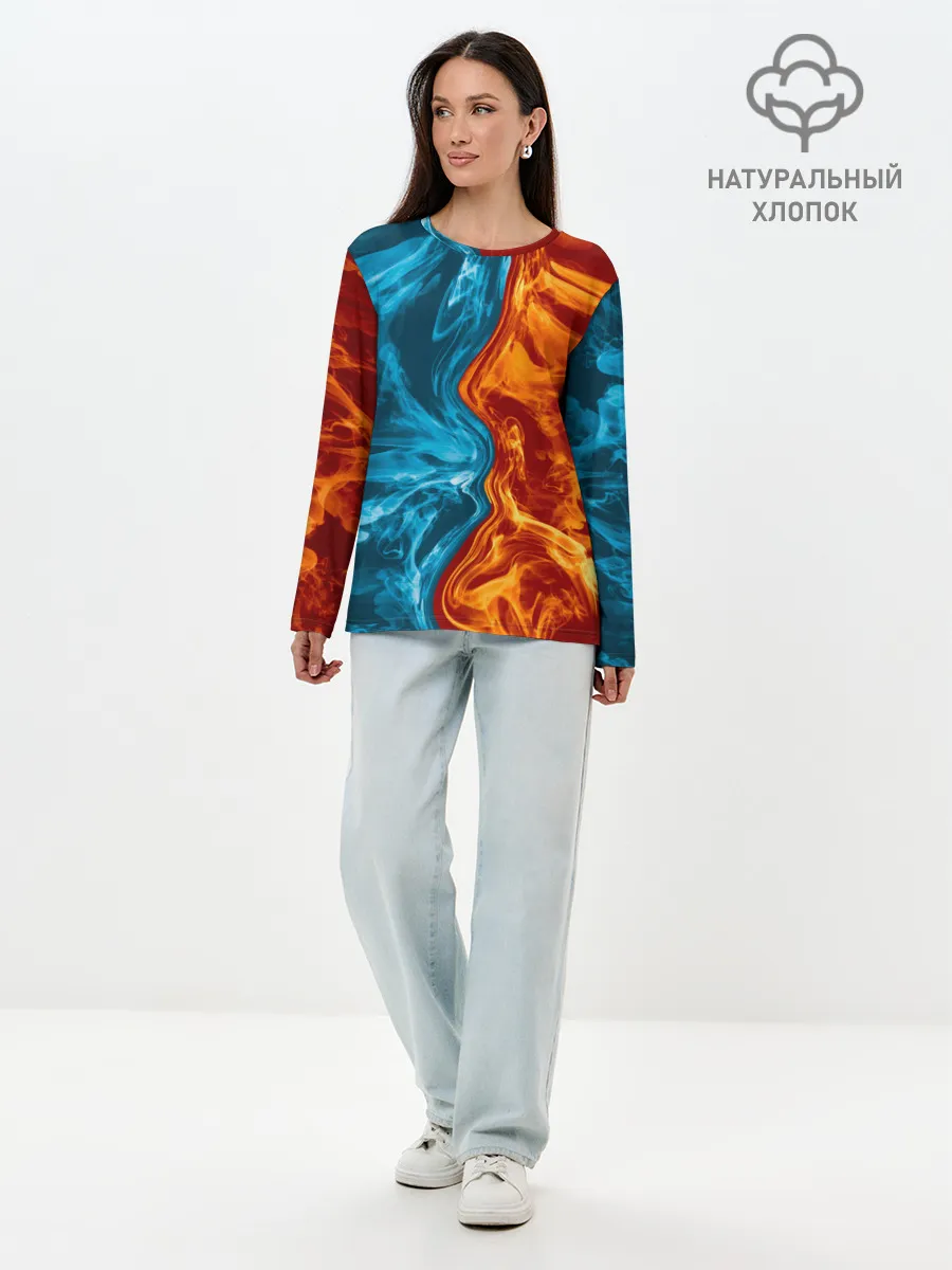 Лонгслив женский. Хлопок / Огонь и вода