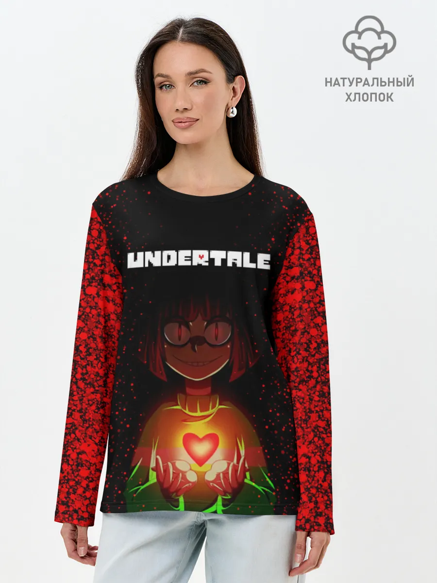Лонгслив женский. Хлопок / UNDERTALE CHARA