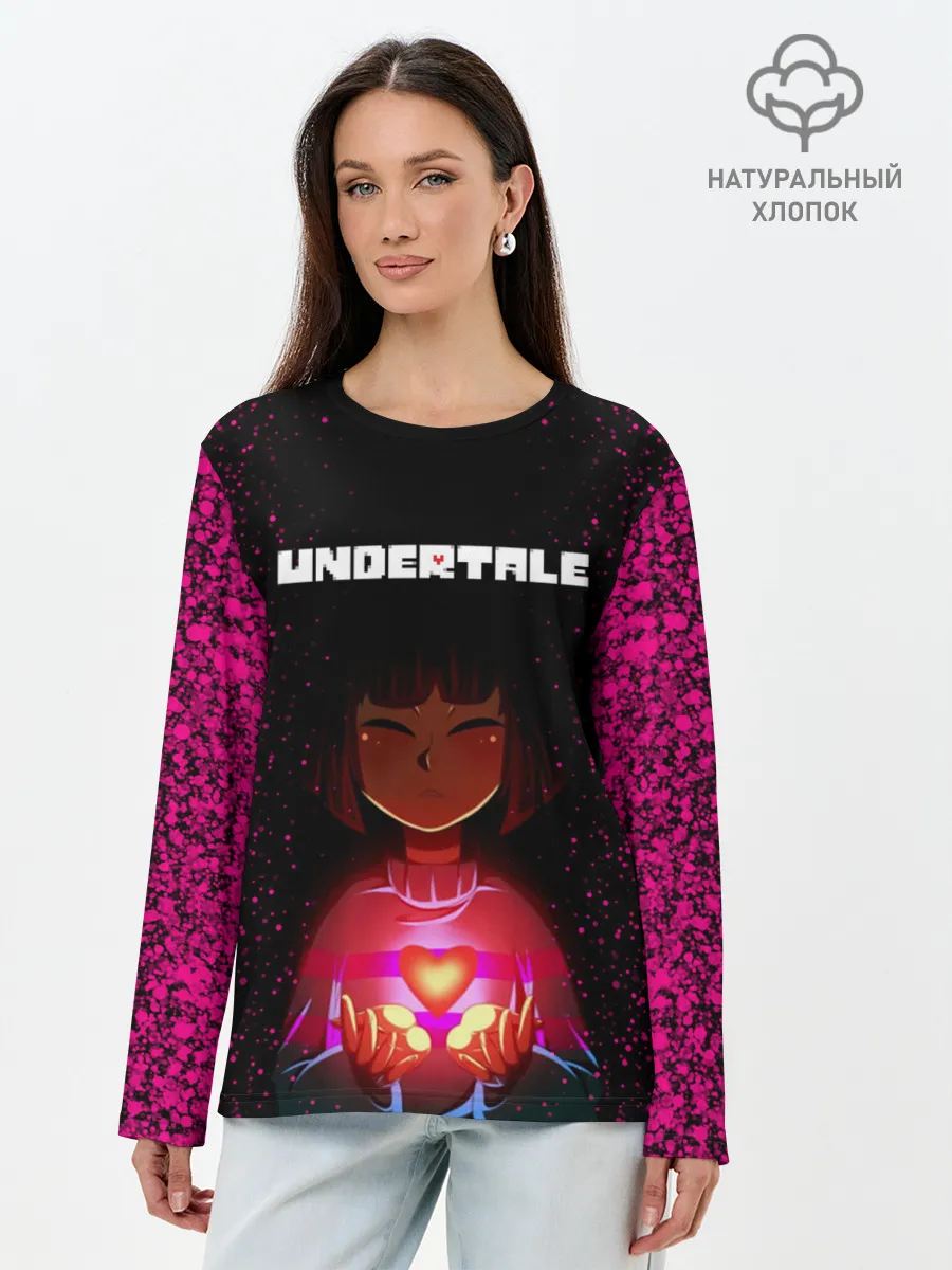Лонгслив женский. Хлопок / UNDERTALE FRISK