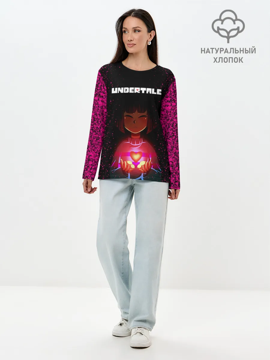 Лонгслив женский. Хлопок / UNDERTALE FRISK
