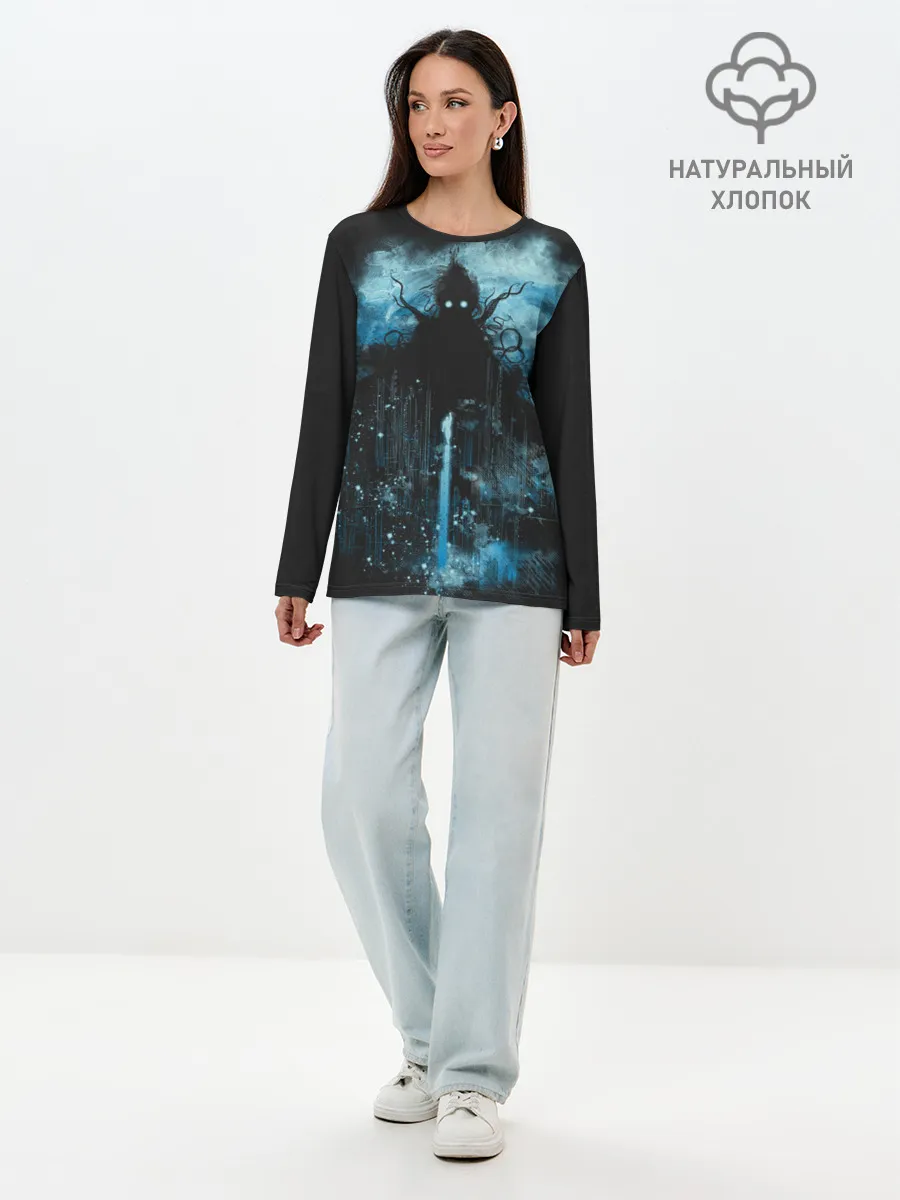 Лонгслив женский. Хлопок / Ктулху