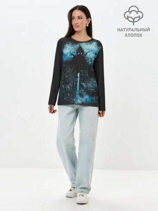 Лонгслив женский. Хлопок / Ктулху