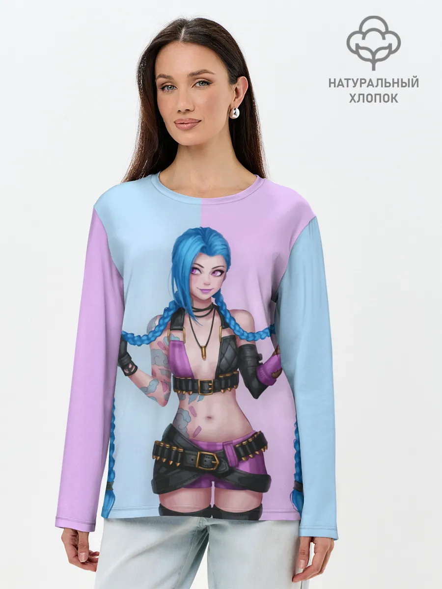 Лонгслив женский. Хлопок / League of Legends Jinx