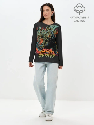 Лонгслив женский. Хлопок / Ктулху