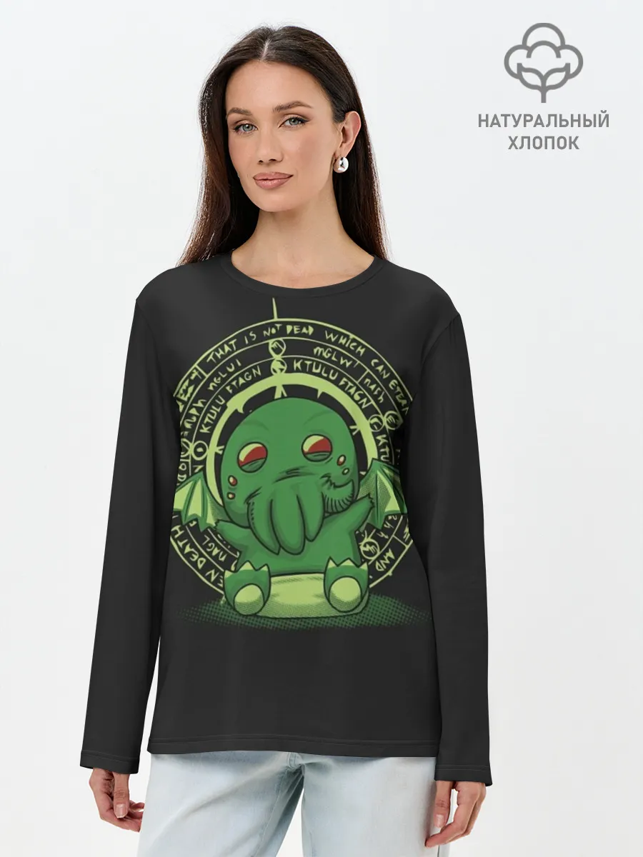 Лонгслив женский. Хлопок / Ктулху