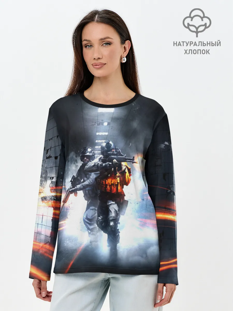 Лонгслив женский. Хлопок / Battlefield