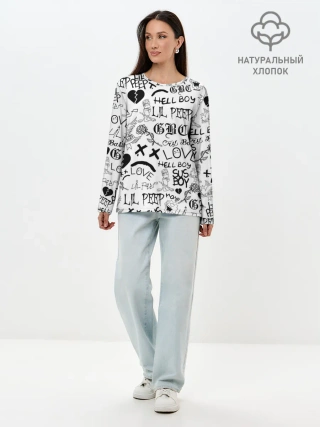 Лонгслив женский. Хлопок / LIL PEEP | ЛИЛ ПИП LOGOBOMBING