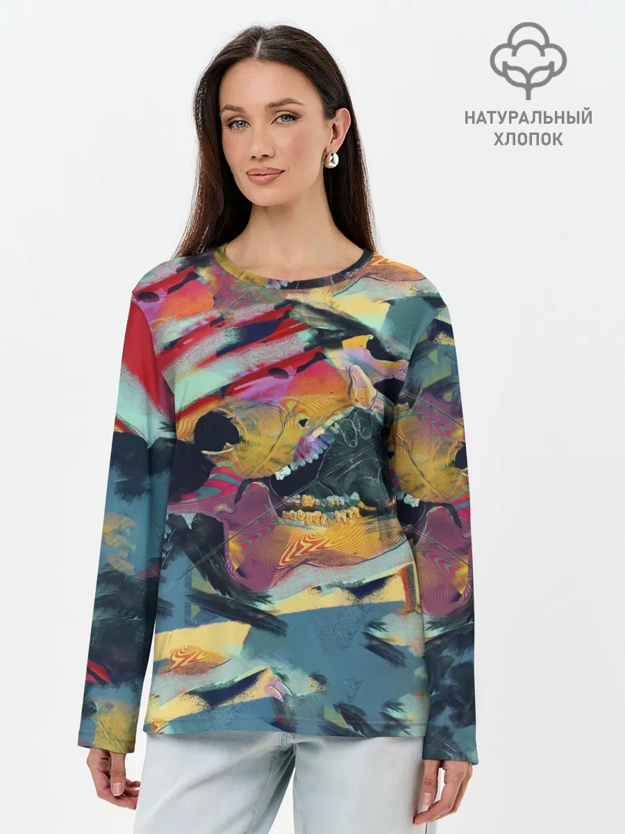 Лонгслив женский. Хлопок / Абстрактный рисунок
