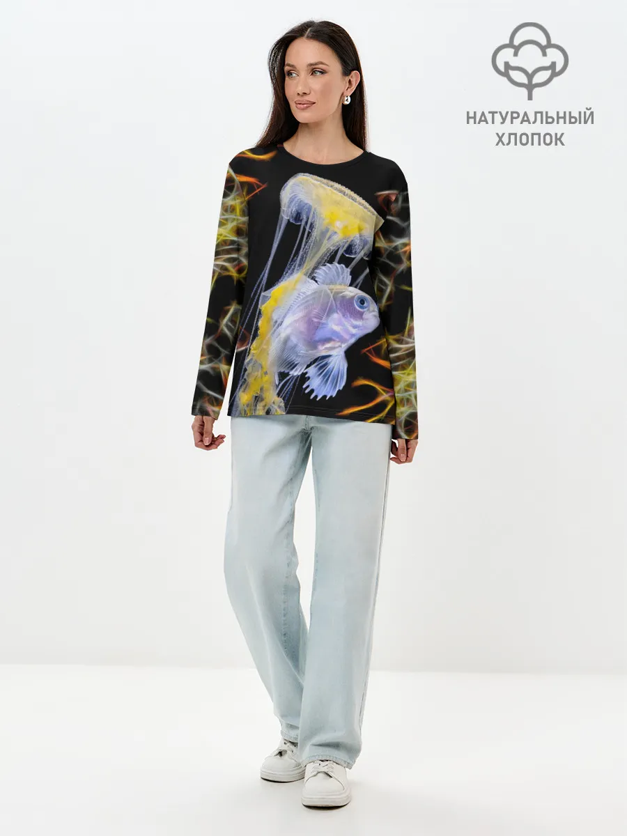 Лонгслив женский. Хлопок / медуза