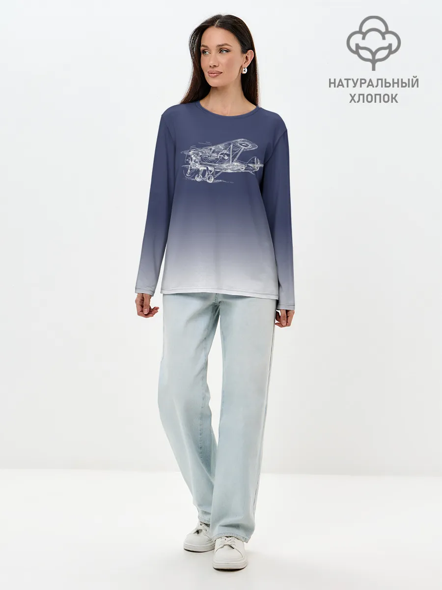 Лонгслив женский. Хлопок / Биплан