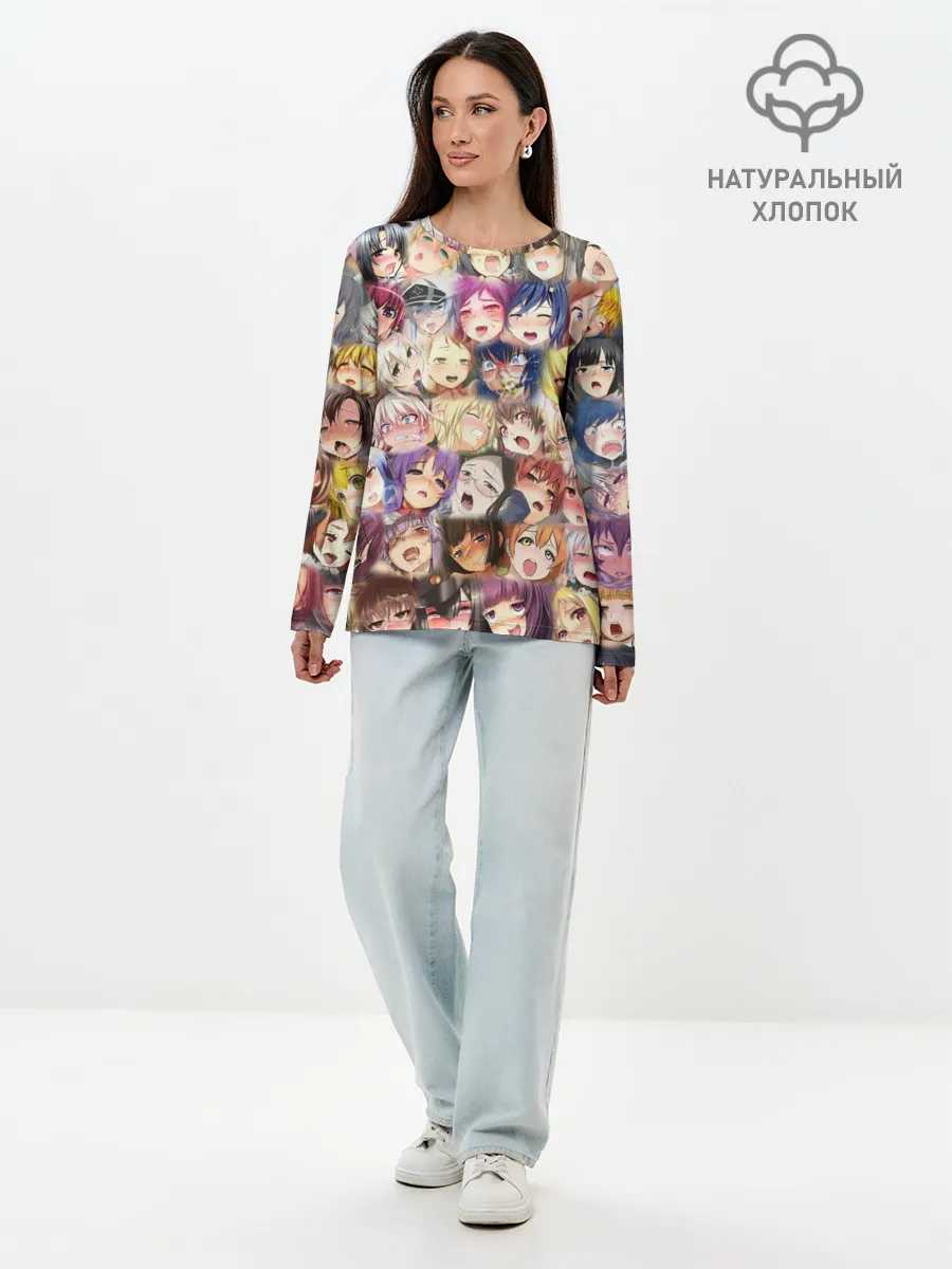 Лонгслив женский. Хлопок / MANY FACES OF AHEGAO! color