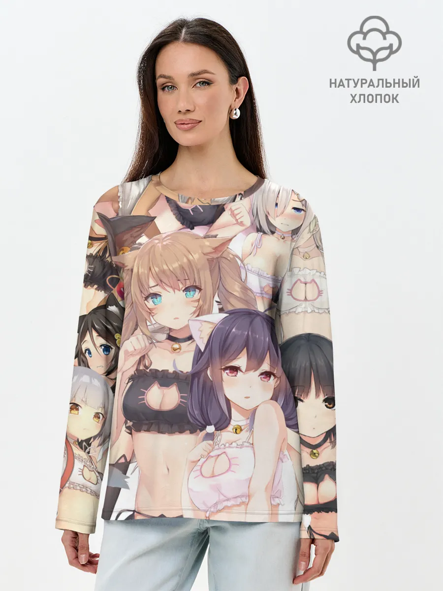 Лонгслив женский. Хлопок / Девушки в купальниках