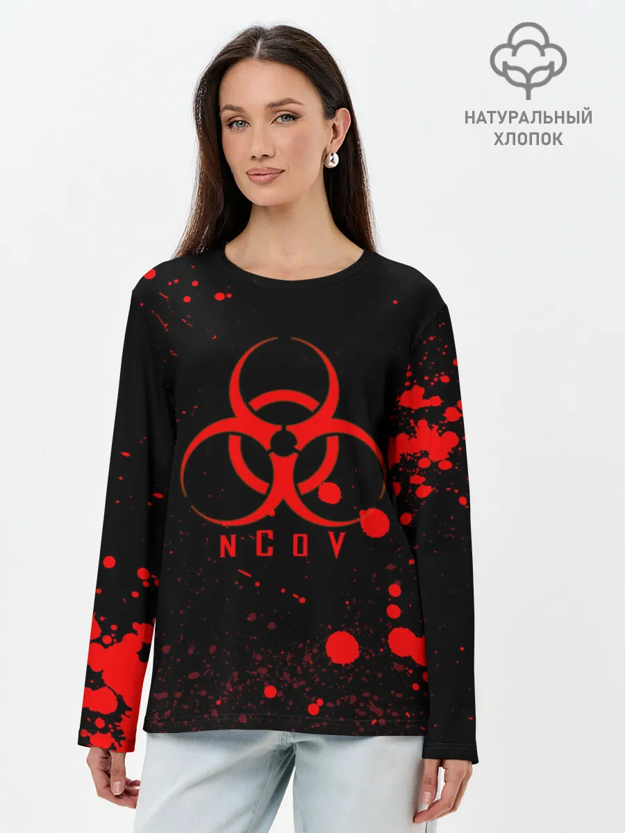 Лонгслив женский. Хлопок / nCoV | Коронавирус