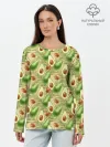 Лонгслив женский. Хлопок / Веган Авокадо узор