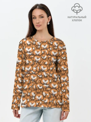 Лонгслив женский. Хлопок / Попки Корги