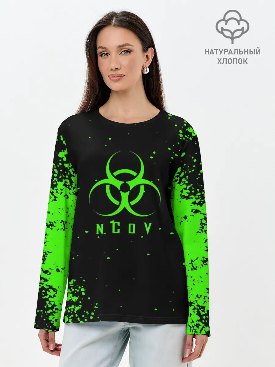 Лонгслив женский. Хлопок / nCoV | КОРОНАВИРУС
