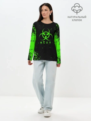 Лонгслив женский. Хлопок / nCoV | КОРОНАВИРУС