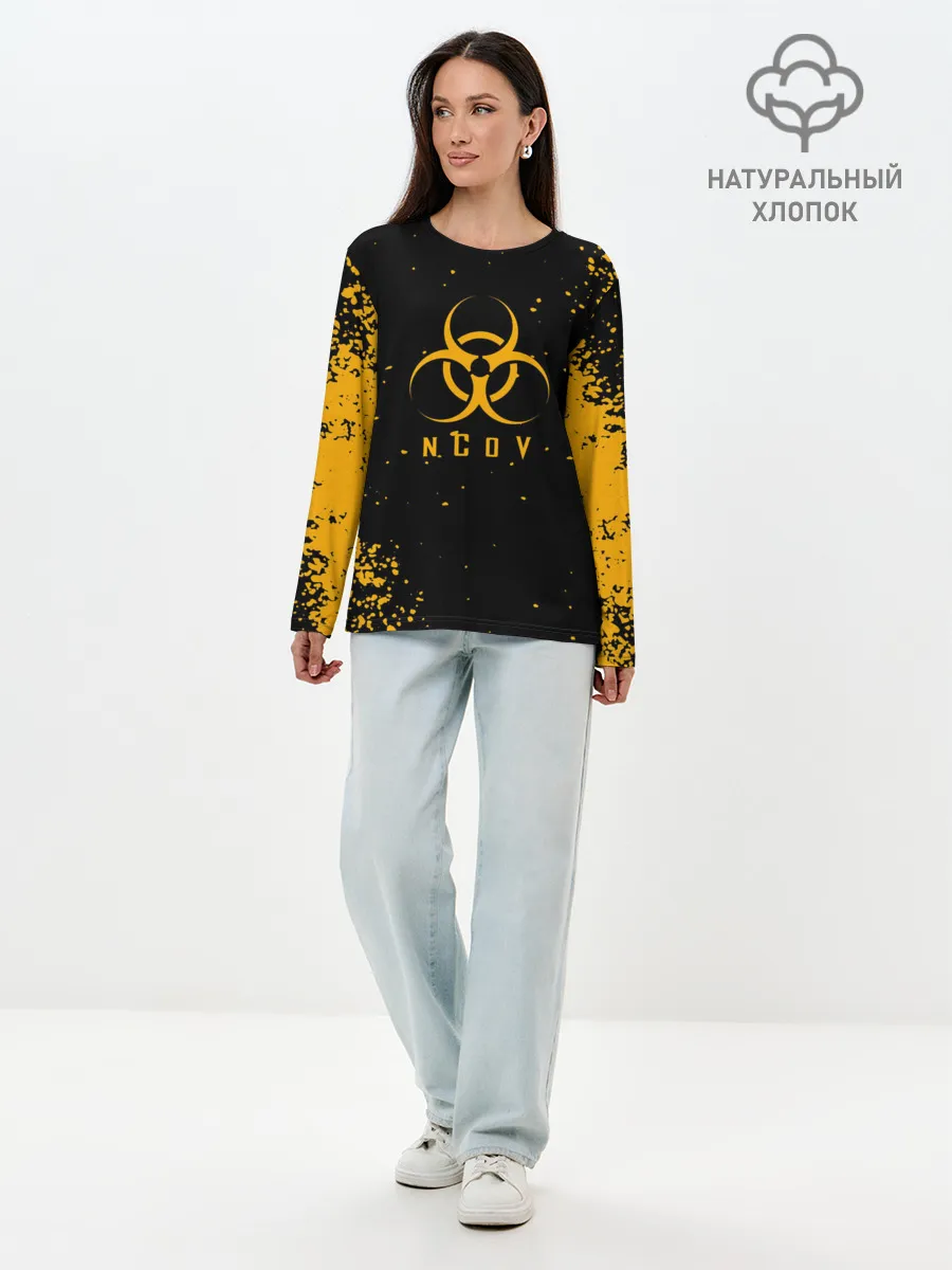 Лонгслив женский. Хлопок / КОРОНАВИРУС | nCoV