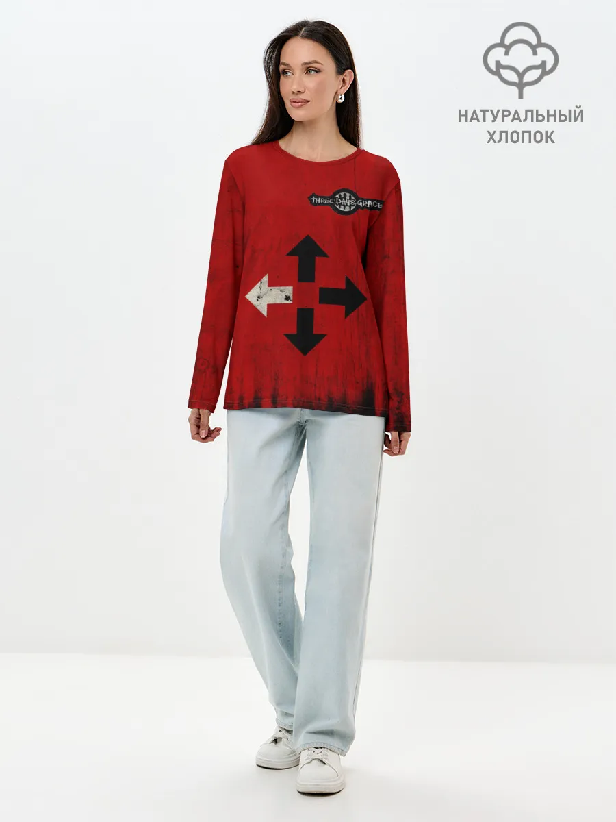 Лонгслив женский. Хлопок / THREE DAYS GRACE RED