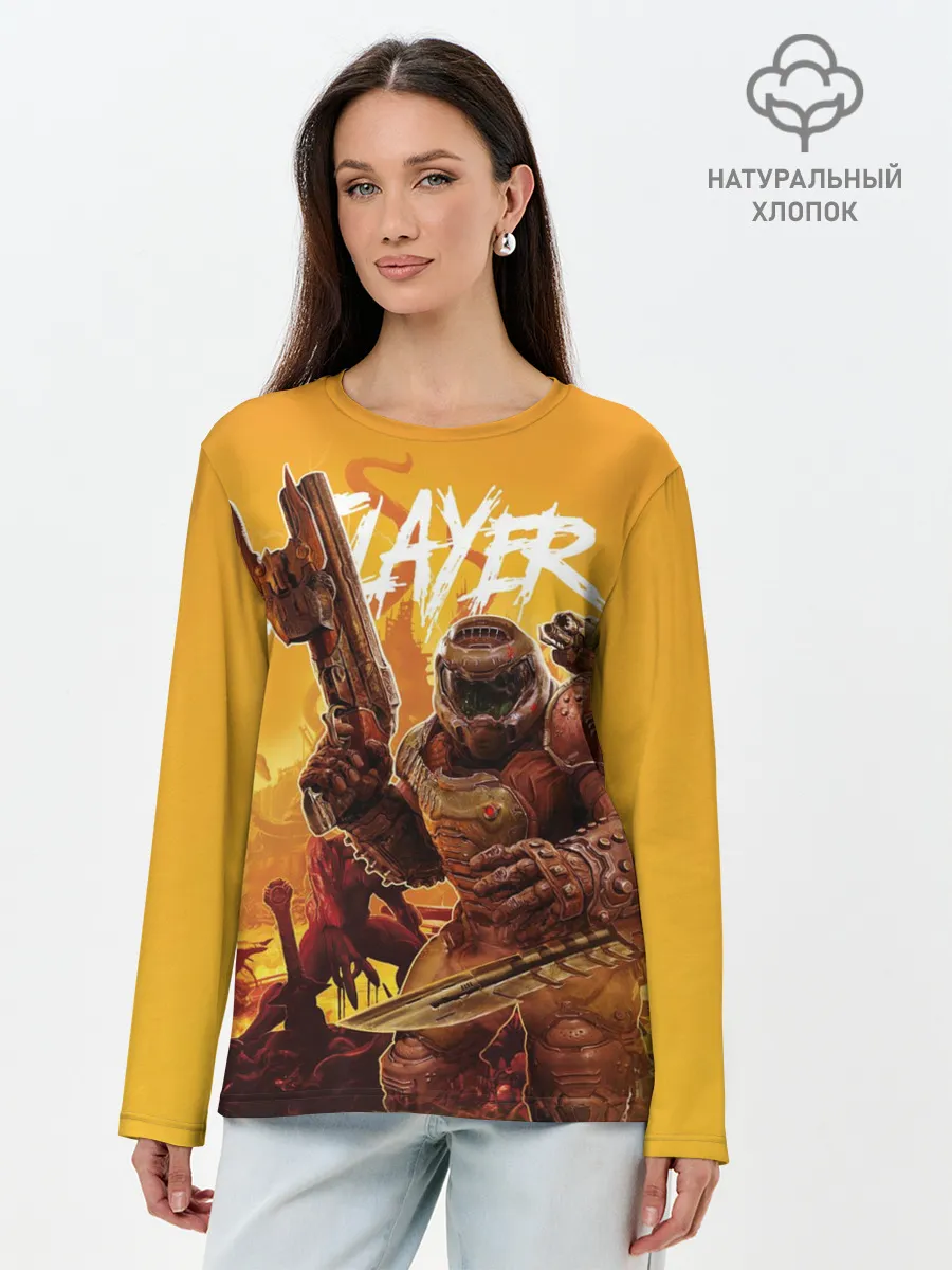 Лонгслив женский. Хлопок / Doom Slayer