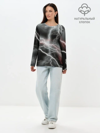 Лонгслив женский. Хлопок / молния