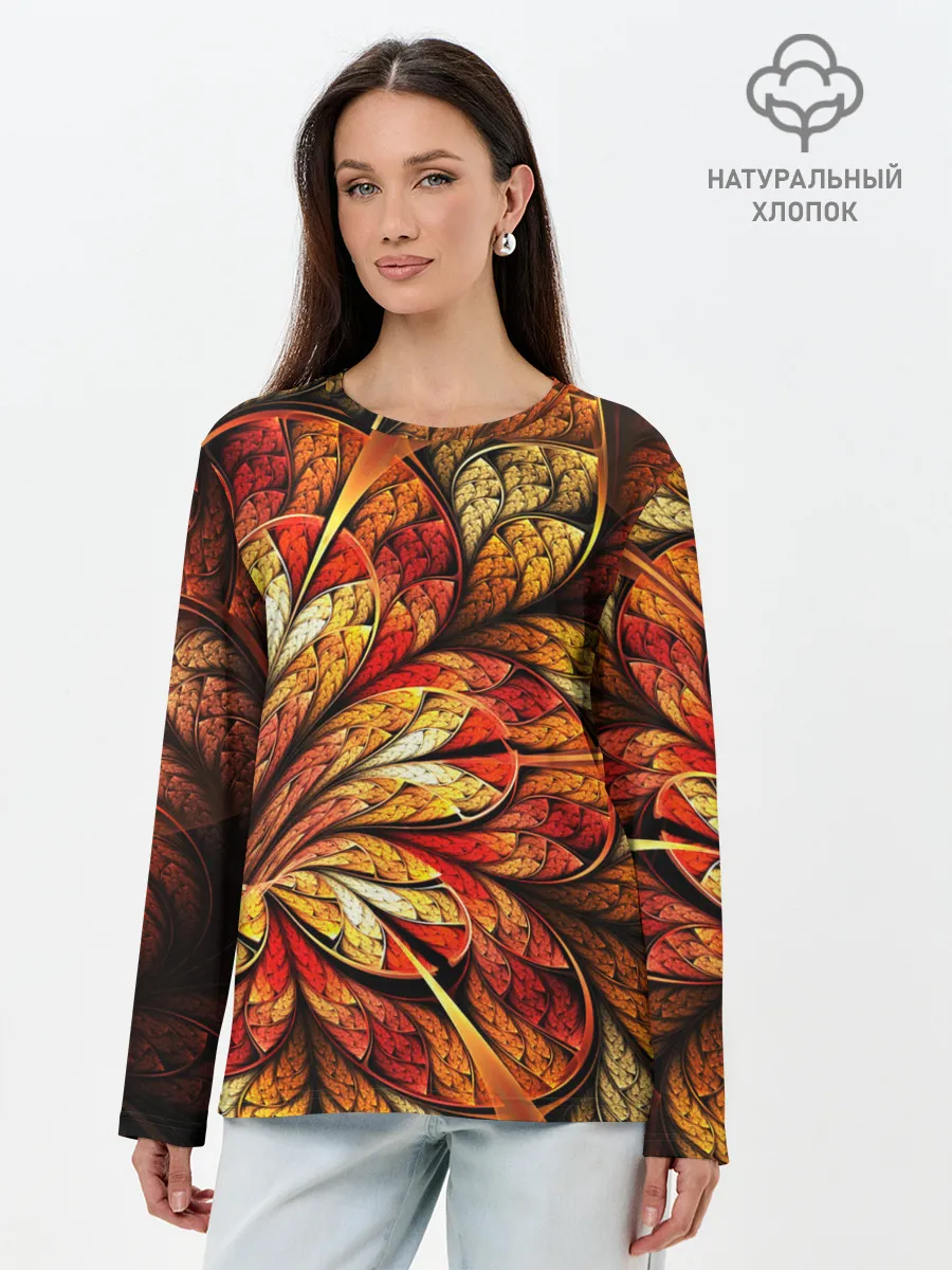Лонгслив женский. Хлопок / ФРАКТАЛЬНЫЙ УЗОР