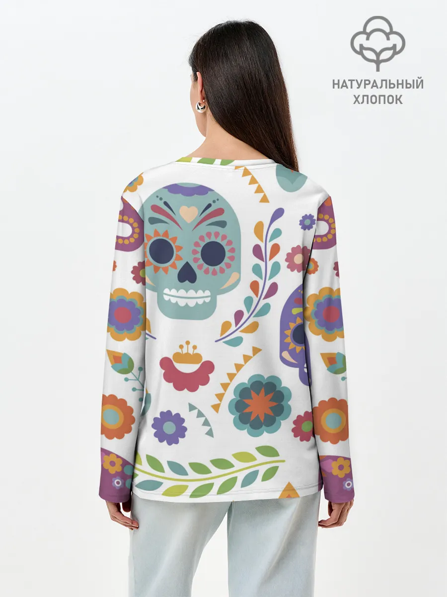 Лонгслив женский. Хлопок / Мексиканские мотивы